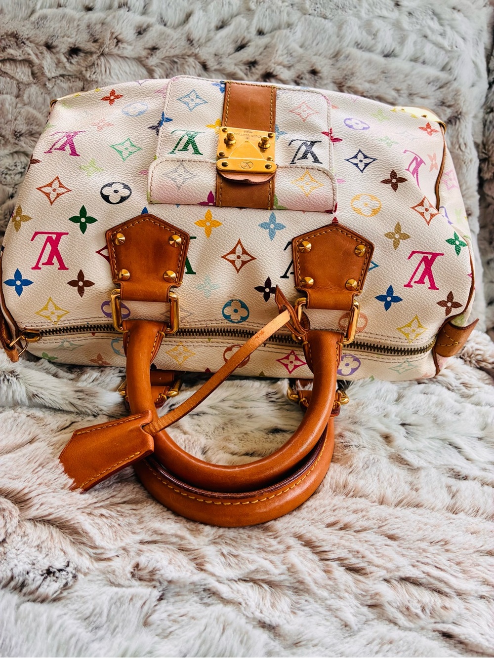 Louis Vuitton Speedy 30 Murakami Multicolor on White S Lock VGUC - Picture 7 of 17
